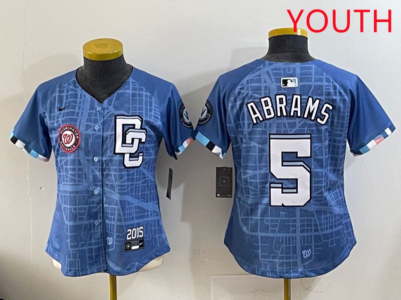 Youth Washington Nationals #5 Abrams Joint Name 2025 Nike MLB Jersey style 6